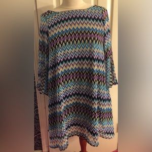 Rustic West 3/4 bell sleeve medium multi colored dress